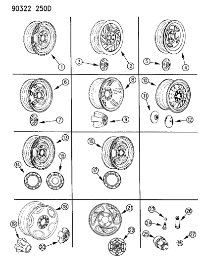 1992 Dodge W250 Wheel, Steel Diagram for 52004800