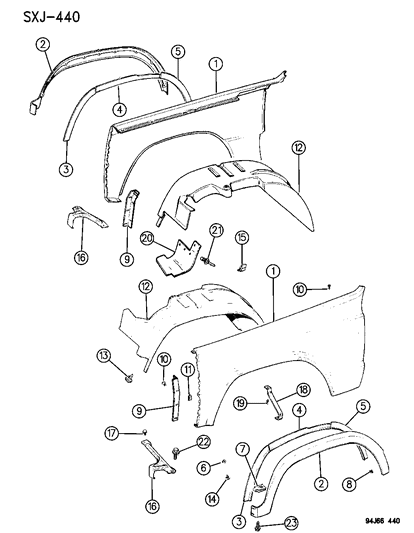 1996 Jeep Cherokee Fender Diagram for 55235227