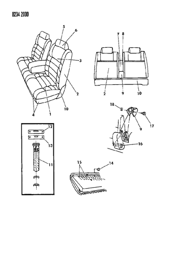 1988 Chrysler LeBaron Base Front Seat Diagram 4 - Thumbnail