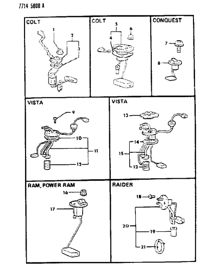 1987 Chrysler Conquest Fuel Gauge Sending Unit Diagram for MB415681