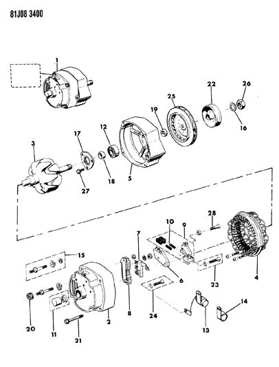 1986 Jeep Wrangler Alternator & Mounting Diagram 1 - Thumbnail