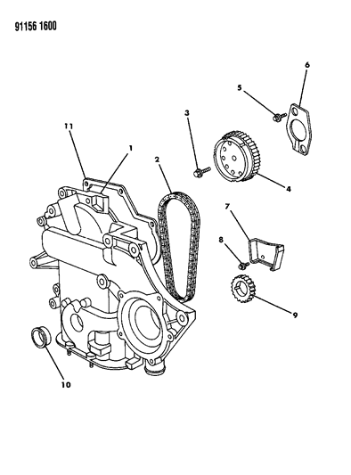 1991 Chrysler New Yorker Salon Timing Belt / Chain & Cover & Intermediate Shaft Diagram 2 - Thumbnail