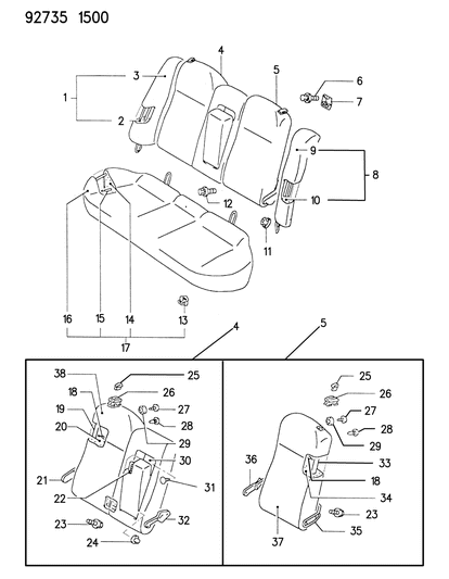 1994 Dodge Colt Rear Seat Diagram 2 - Thumbnail