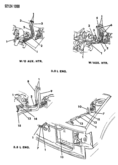 1992 Dodge Caravan Plumbing - Heater Diagram 2 - Thumbnail