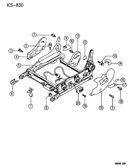 1996 Chrysler Sebring Coupe Adjusters - Left Seat Diagram 2 - Thumbnail
