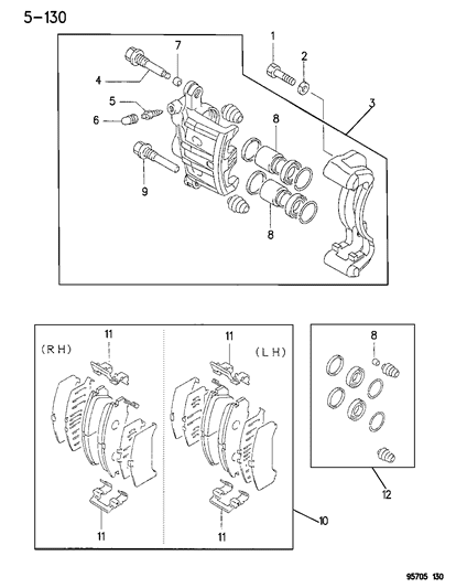 1996 Dodge Stealth Caliper Piston Diagram for MB857837