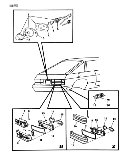 1985 Dodge Omni Lamps & Wiring - Rear Diagram 1 - Thumbnail