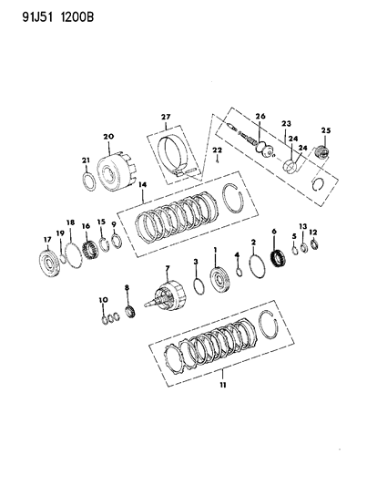 1991 Jeep Comanche Seal Transmission Brake Diagram for 83503849