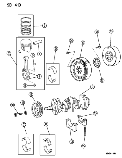 1993 Dodge Intrepid Crankshaft , Piston & Torque Converter Diagram 1 - Thumbnail