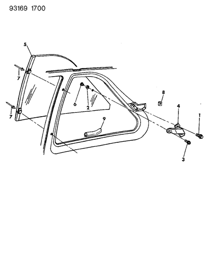1993 Dodge Shadow Glass - Quarter Window Diagram 1 - Thumbnail