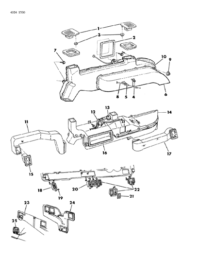 1984 Dodge Ram Wagon Cable, Heater, And Defroster Door Control Diagram for 4114730
