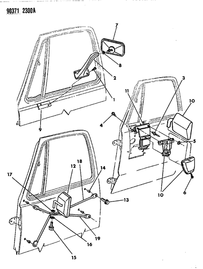 1991 Dodge D350 Mirror Glass Diagram for 4482123