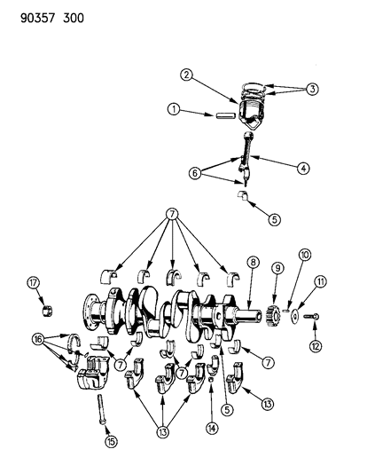 1990 Dodge D150 Crankshaft , Pistons And Torque Converter Diagram 4 - Thumbnail