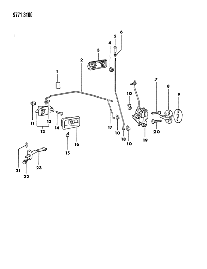 1989 Dodge Ram 50 Door, Front Handles, Locks And Controls Diagram