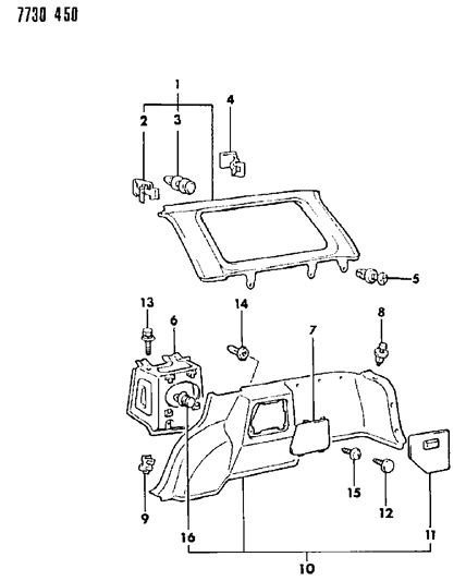 1988 Dodge Colt Panel Quarter Trim Diagram 2 - Thumbnail