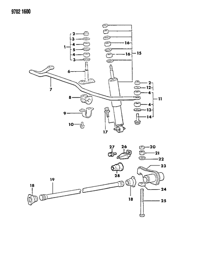 1989 Dodge Raider Bushing Kit Diagram for MB185476