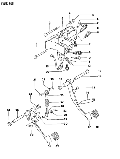 1991 Dodge Stealth Brake Pedal Diagram 1 - Thumbnail