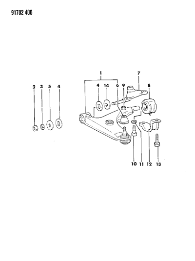1991 Dodge Colt Arm, Lower Front Suspension Diagram 3 - Thumbnail