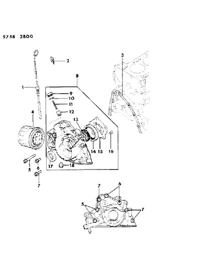 1986 Chrysler Conquest Oil Pump & Oil Filter Diagram 1 - Thumbnail