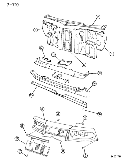 1995 Chrysler LeBaron Grille, Radiator Diagram for FC55PFA