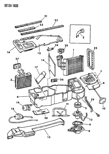 1992 Dodge Caravan Coil, A/C. Evaporator Coil Complete Diagram for V9900001