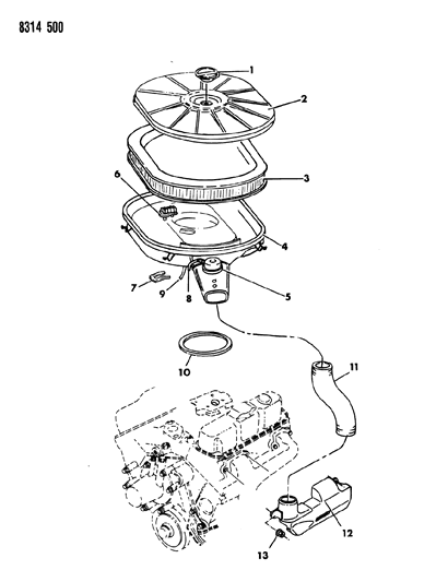 1988 Dodge W150 Air Filter Diagram for 4300787