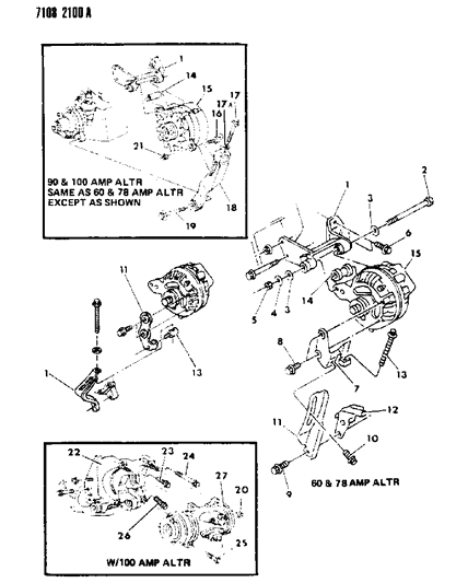 1987 Dodge Daytona Bracket, Alternator Adjust Upper Diagram for 4343515