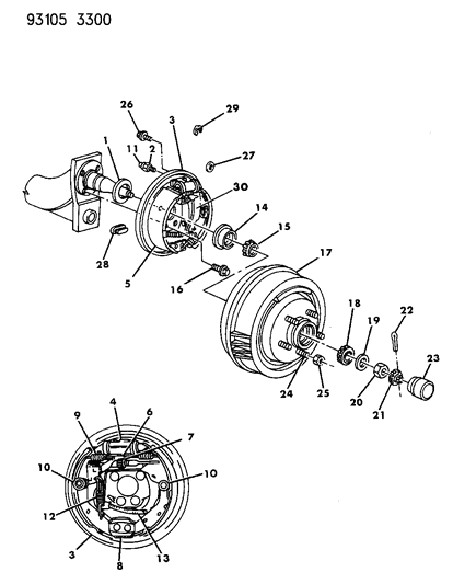 1993 Dodge Dynasty Spring, Rear Wheel Brake Adjust Lever Diagram for 4423211