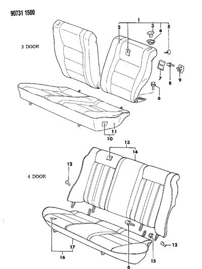 1990 Dodge Colt Rear Seat Diagram 1 - Thumbnail