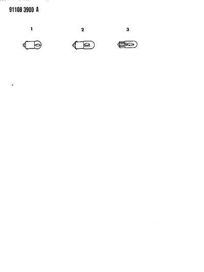 1991 Chrysler LeBaron GTC Bulb Cross Reference--Interior Lamps Diagram
