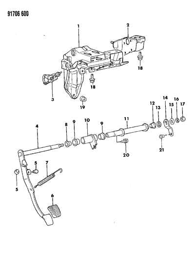 1991 Dodge Colt Clutch Pedal Diagram 2 - Thumbnail