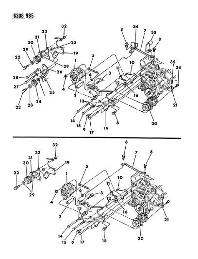 1987 Dodge D150 Alternator & Mounting Diagram 1 - Thumbnail