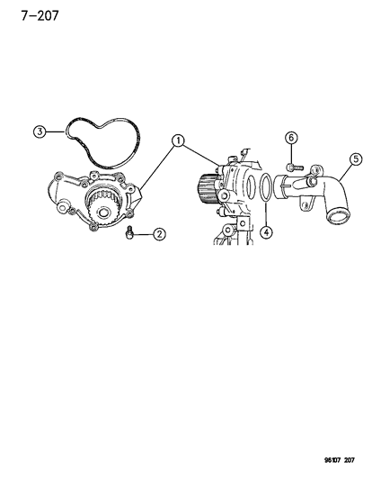 1996 Dodge Caravan Water Pump & Related Parts Diagram 1 - Thumbnail