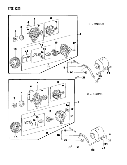 1989 Dodge Colt Alternator Diagram for R136838M