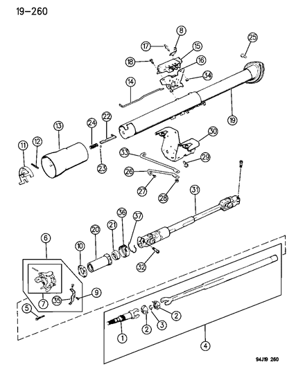 1994 Jeep Cherokee Housing - Steering Column Lower Diagram 3 - Thumbnail