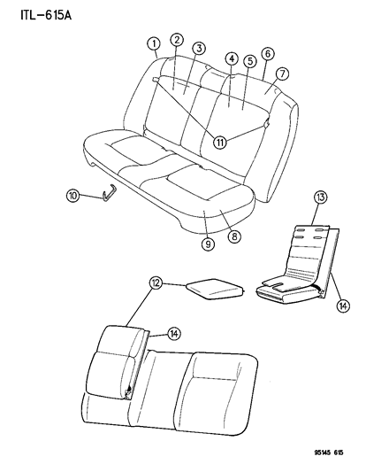 1995 Dodge Neon Rear Seat Diagram 3 - Thumbnail
