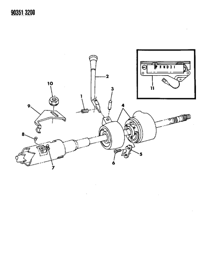 1991 Dodge Ram Wagon Controls, Gearshift, Steering Column Shift Diagram 1 - Thumbnail