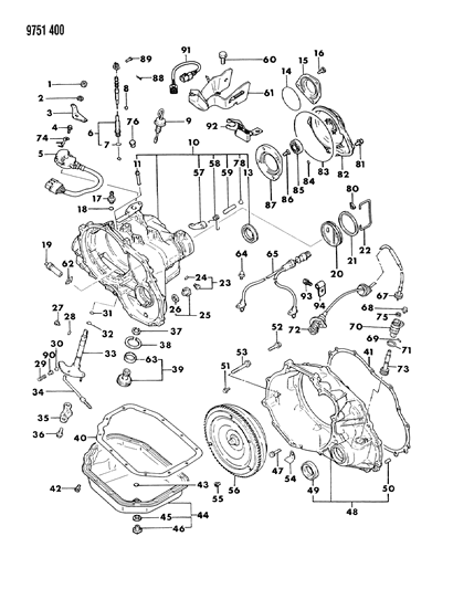 1989 Dodge Colt Case & Miscellaneous Parts of Automatic Transmission Diagram