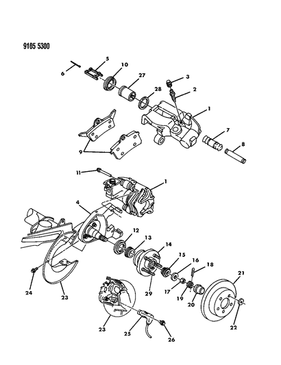 1989 Chrysler New Yorker Shoe And Lining Package, Rear Wheel Disc Set Diagram for BHKH5047