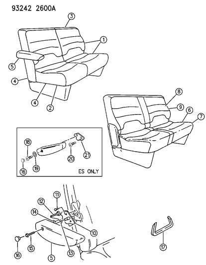 1993 Dodge Caravan Rear Seat Diagram 7 - Thumbnail