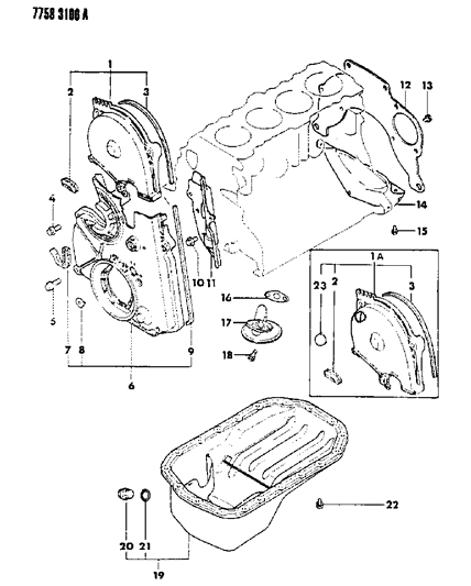 1988 Dodge Colt Oil Pan & Timing Belt Cover Diagram 4 - Thumbnail