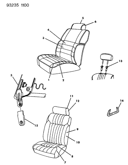 1993 Chrysler LeBaron Sedan Front Seat Diagram 1 - Thumbnail