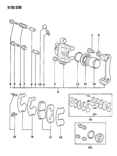 1991 Dodge Colt Front Brakes Diagram 2 - Thumbnail