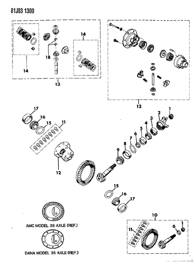 1986 Jeep Comanche Differential & Gears, Rear Axle Diagram 1 - Thumbnail