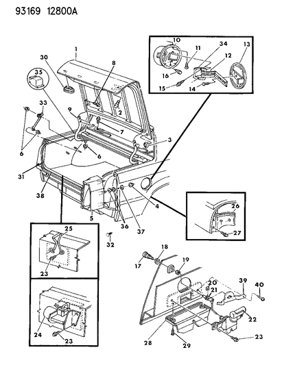 1993 Chrysler Imperial Deck Lid & Fuel Filler Door Diagram