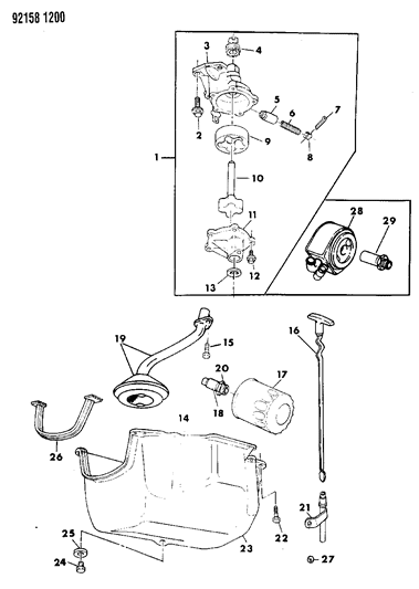 1992 Chrysler LeBaron Sedan Engine Oiling Diagram 1 - Thumbnail