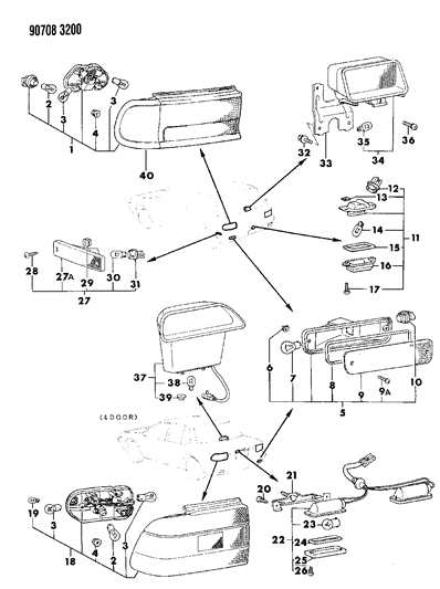 1990 Dodge Colt Bulb , (12V-18W) Diagram for MS820078