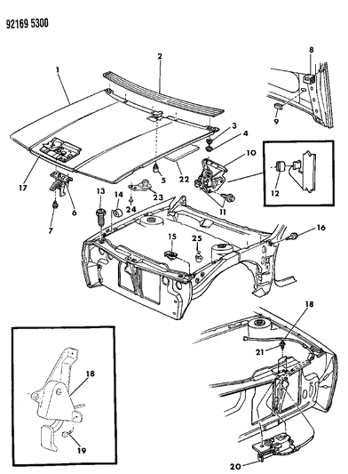 1992 Chrysler LeBaron Hinge Diagram for 4655203
