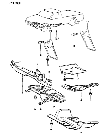 1987 Dodge Ram 50 Mud Guards - Protectors & Splash Shields Diagram