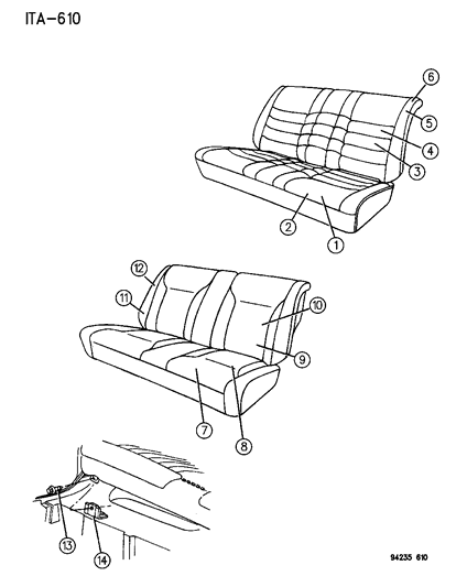 1994 Chrysler LeBaron Sedan Rear Seat Diagram 1 - Thumbnail